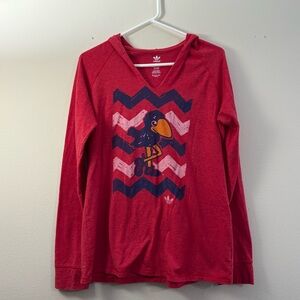 Adidas Kansas Jayhawks Hooded shirt women’s large red Long Sleeve
